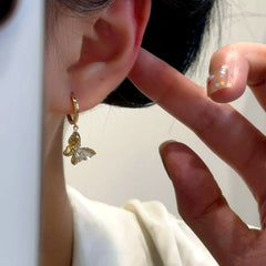 14K Gold-Plated Elegant Zircon Diamond Butterfly Earrings - elegant Butterfly Earrings