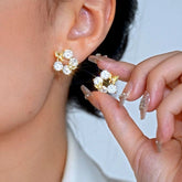 14K Gold-Plated Elegant Zircon Diamond Butterfly Stud Earrings - elegant Zircon Butterfly Studs