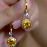 14K Gold-Plated Elegant Zircon Diamond Earrings - elegant Zircon Dangle Earrings