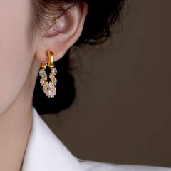 Angled view of the 14K Gold-Plated Elegant Zircon Diamond Earrings