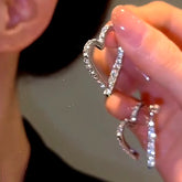 14K Gold-Plated Elegant Zircon Diamond Heart Earrings - elegant Heart Dangle Earrings