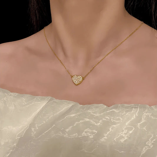 14K Gold-Plated Elegant Zircon Diamond Heart Magnetic Necklace - beautiful Magnetic Necklace