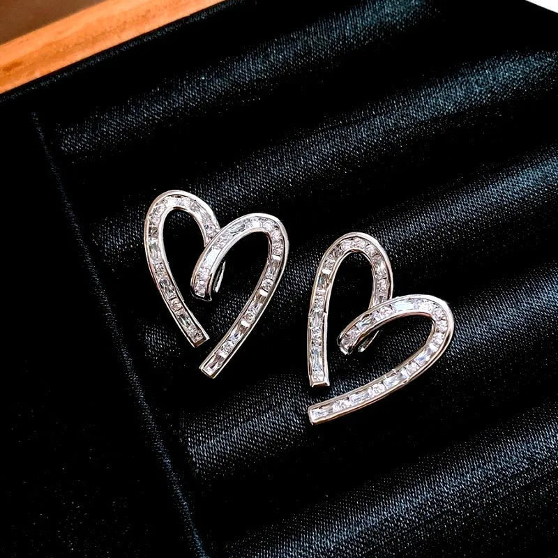 Close-up detail of the sparkling zircons and plating on the Heart Studs
