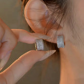 14K Gold-Plated Elegant Zircon Diamond Hoop Earrings - elegant Hoop Earrings