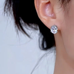 Close-up detail of the sparkling zircons and plating on the Hoop Earrings
