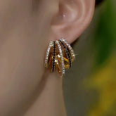 14K Gold-Plated Elegant Zircon Diamond Multi-Layer Hoop Earrings - elegant Multi-Layer Hoop Earrings