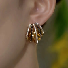 14K Gold-Plated Elegant Zircon Diamond Multi-Layer Hoop Earrings - elegant Multi-Layer Hoop Earrings