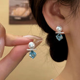 14K Gold-Plated Elegant Zircon Diamond Pearl Earrings - elegant Pearl Earrings