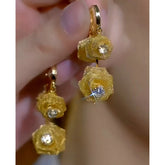 14K Gold-Plated Elegant Zircon Diamond Rose Tassel Earrings - elegant Rose Tassel Earrings