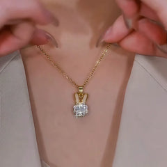 14K Gold-Plated Elegant Zircon Diamond Rotatable Bunny Necklace - beautiful Bunny Necklace
