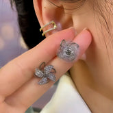 14K Gold-Plated Elegant Zircon Diamond Rotatable Windmill Earrings - elegant Windmill Earrings
