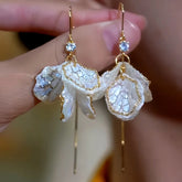 14K Gold-Plated Elegant Zircon Diamond Shell Threader Earrings - elegant Shell Threader Earrings