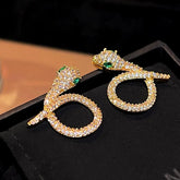 14K Gold-Plated Elegant Zircon Diamond Snake Earrings - elegant Snake Earrings
