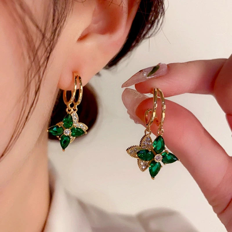 14K Gold-Plated Elegant Zircon Diamond Star Earrings - elegant Star Earrings