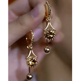 14K Gold-Plated Elegant Zircon Diamond Tassel Earrings - elegant Brown Tassel Earrings