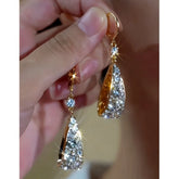 14K Gold-Plated Elegant Zircon Diamond Tassel Earrings - elegant Long Tassel Earrings