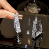 14K Gold-Plated Elegant Zircon Diamond Trapezoidal Earrings - elegant Trapezoidal Earrings