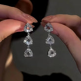 14K Gold-Plated Elegant Zircon Diamond Triangle Earrings - elegant Triangle Earrings