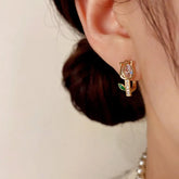14K Gold-Plated Elegant Zircon Diamond Tulip Earrings - elegant Tulip Stud Earrings