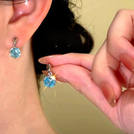 14K Gold-Plated Elegant Zircon Diamond Water Drop Earrings - elegant Blue Water Drop Earrings