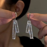 14K Gold-Plated Elegant Zircon Diamoond Tassel Earrings - elegant Tassel Earrings