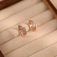 Close-up detail of the sparkling zircons and plating on the Double-Layer Hoops
