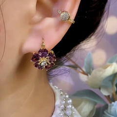 Close-up detail of the sparkling zircons and plating on the Double-Sided Earrings