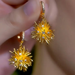 14K Gold-Plated Elegant Zircon Firework Tassel Earrings - elegant Firework Tassel Earrings