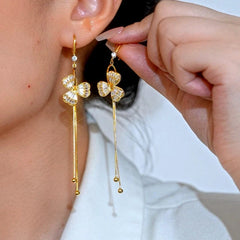 14K Gold-Plated Elegant Zircon Flower Ear Hook Earrings - elegant Zircon Ear Hooks