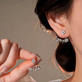 14K Gold-Plated Elegant Zircon Flower Jacket Earrings - elegant gold flower earrings