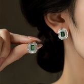 14K Gold-Plated Elegant Zircon Green Diamond Stud Earrings - elegant green stud earrings