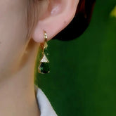 14K Gold-Plated Elegant Zircon Green Diamond Water Drop Earrings - elegant green drop earrings