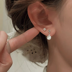 Angled view of the 14K Gold-Plated Elegant Zircon Heart Bead Earrings