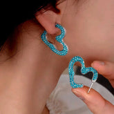 14K Gold-Plated Elegant Zircon Heart Earrings - elegant blue heart earrings