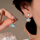 14K Gold-Plated Elegant Zircon Heart Earrings - elegant gold heart earrings