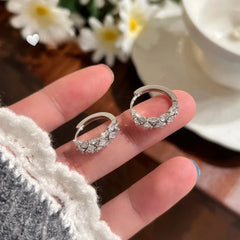 Angled view of the 14K Gold-Plated Elegant Zircon Hoop Earrings