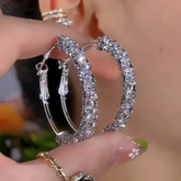 14K Gold-Plated Elegant Zircon Hoop Earrings - elegant gold hoop earrings