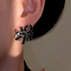 14K Gold-Plated Elegant Zircon Knotted Flower Earrings - elegant black flower earrings