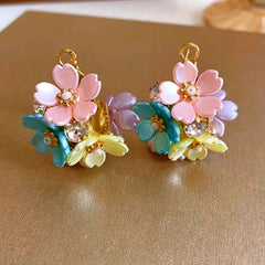 Angled view of the 14K Gold-Plated Elegant Zircon Leaf Earrings