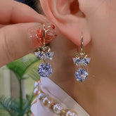 14K Gold-Plated Elegant Zircon Mandarin Duck Ear Hooks - elegant gold threader earrings