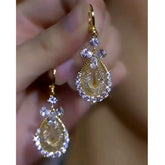 14K Gold-Plated Elegant Zircon Mesh Water Drop Earrings - elegant gold drop earrings