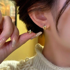 14K Gold-Plated Elegant Zircon Nail Integrated Hoop Earrings - elegant gold hoop earrings