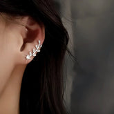 14K Gold-Plated Elegant Zircon Olive Leaf Crawler Earrings - elegant silver crawler earrings