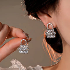 14K Gold-Plated Elegant Zircon Pearl Bag Earrings - elegant silver pearl earrings