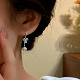 14K Gold-Plated Elegant Zircon Petal Flower Bead Earrings - elegant Flower Bead Earrings