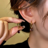 14K Gold-Plated Elegant Zircon Red Heart Earrings - elegant Red Heart Earrings