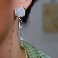 14K Gold-Plated Elegant Zircon Rose Tassel Earrings - elegant Rose Tassel Earrings