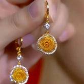 14K Gold-Plated Elegant Zircon Rose Tassel Earrings - elegant Rose Tassel Earrings