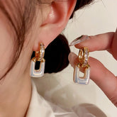 14K Gold-Plated Elegant Zircon Square Earrings - elegant Square Hoop Earrings