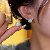 14K Gold-Plated Elegant Zircon Square Hoop Earrings - elegant Square Hoop Earrings